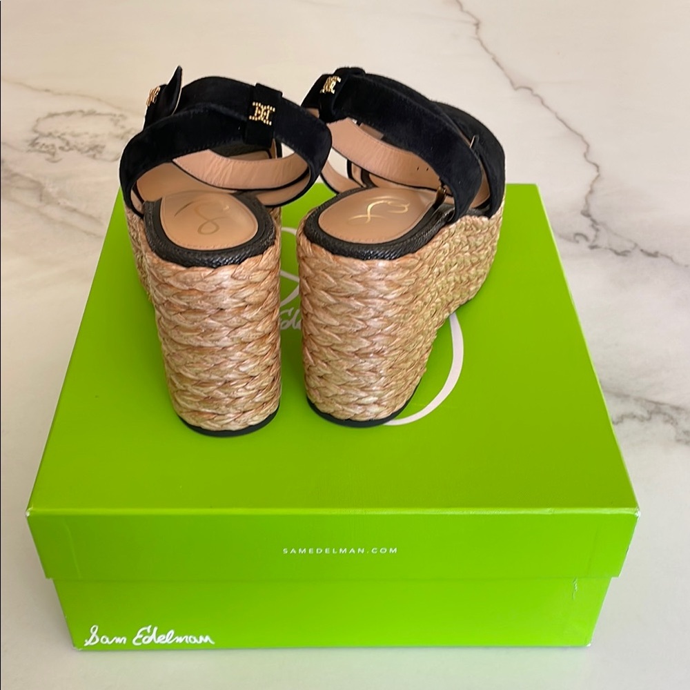 New with tags, Sam Edelman April Black Suede Wedge Sandals - Picture 4 of 4